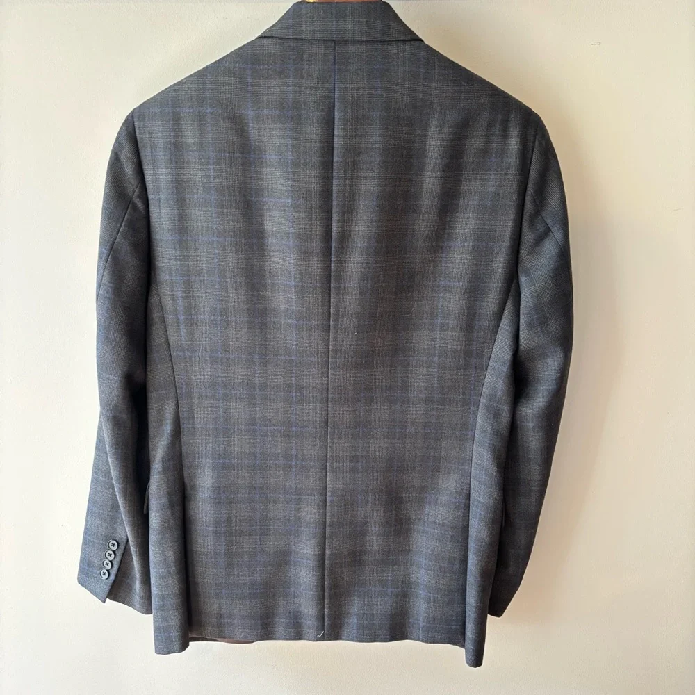 Ryan Seacrest Distinction Charcoal Plaid Blazer size 38R